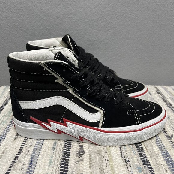 Vans Sk8-Hi Lightning Bolt Black/White Sneakers 6.5 M 8 W - Picture 1 of 9